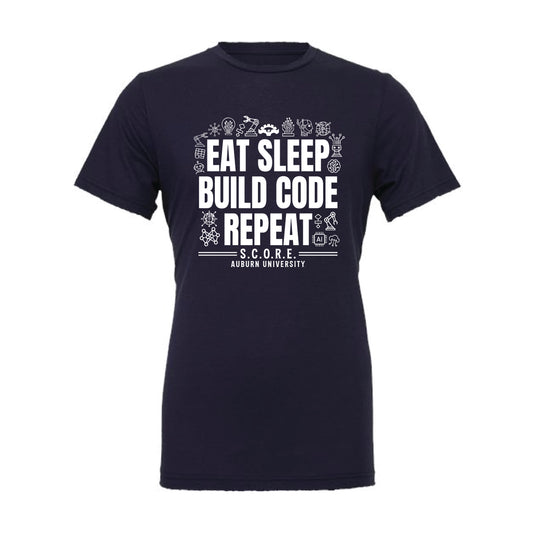 The Build Code Repeat Design | Adult Navy Tee