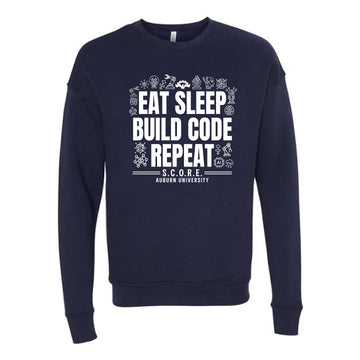The Build Code Repeat Design | Adult Navy Sweatshirt