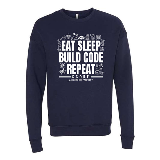 The Build Code Repeat Design | Adult Navy Sweatshirt
