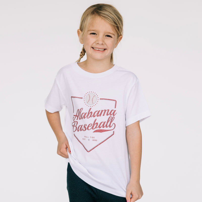 The Alabama Baseball Plate | White Toddler Tee