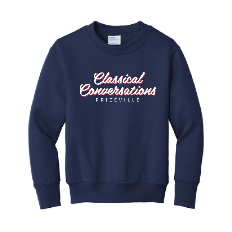 The CC Script | Navy Youth Crewneck Sweatshirt