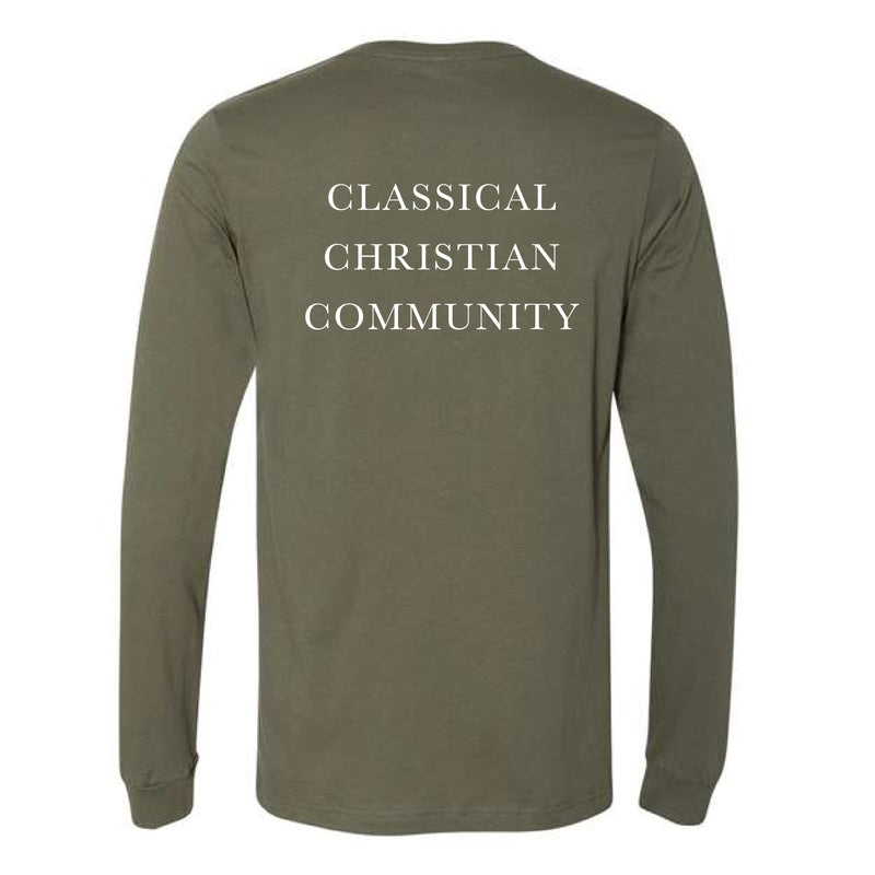 The CC Stacked Serif | Military Green Long Sleeve Tee