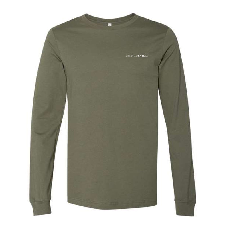 The CC Stacked Serif | Military Green Long Sleeve Tee