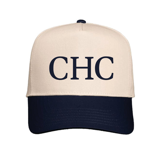 The CHC  | Embroidered Natural/ Navy Valucap - Five-Panel puff in Navy Cap