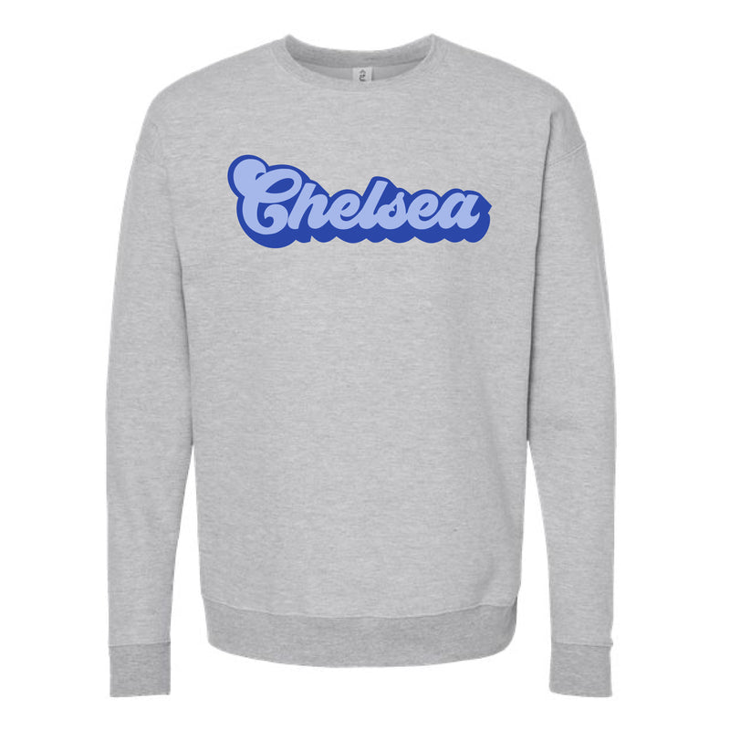 The Chelsea Groovy Script | Heather Grey Oversized Crewneck Sweatshirt