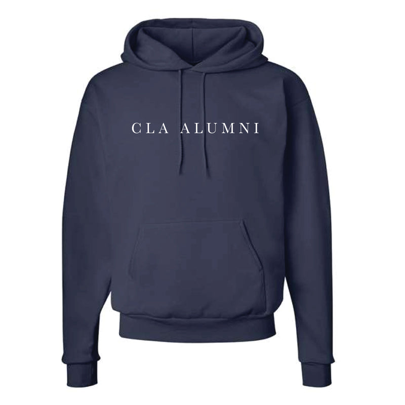 The CLA Alumni Serif | Navy Hooded Sweatshirt