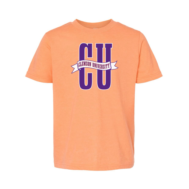 The Clemson Banner | Youth Heather Cantaloupe Tee