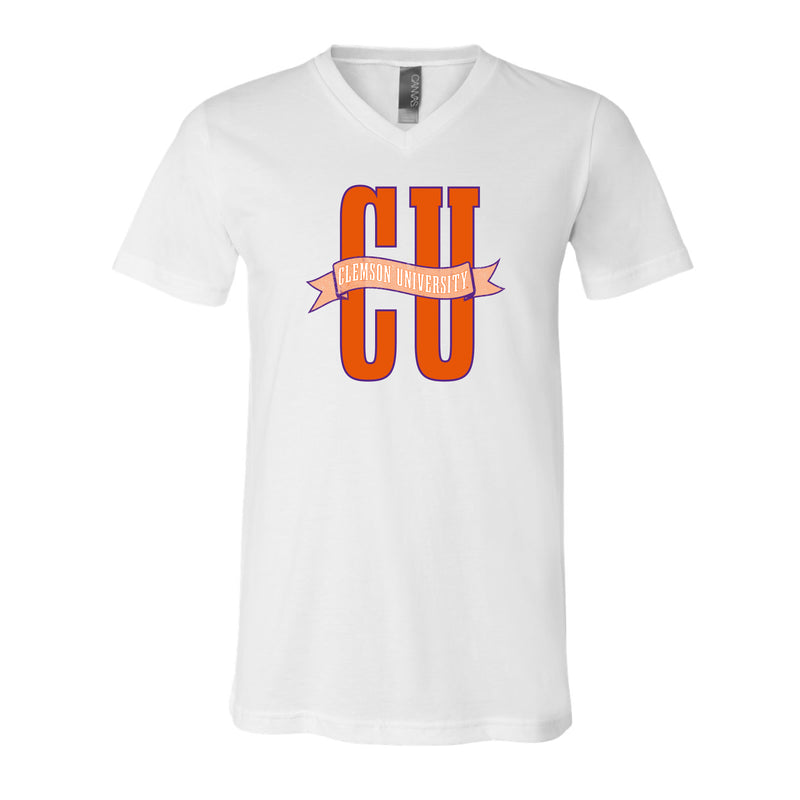 The Clemson Banner | White V-Neck Tee