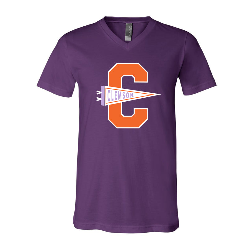 The Clemson Pennant | Team Purple V-Neck Tee