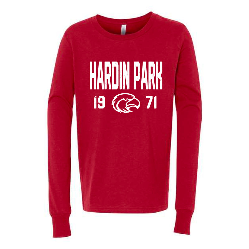 The Collegiate Hardin Park Est | Youth Red Long Sleeve Tee