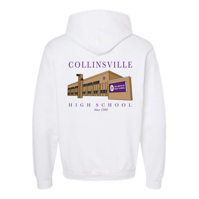 The Collinsville Building | White Oversized Hooded Sweatshirt