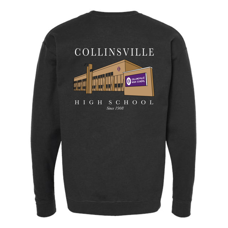 The Collinsville Building | Black Oversized Crewneck Sweatshirt