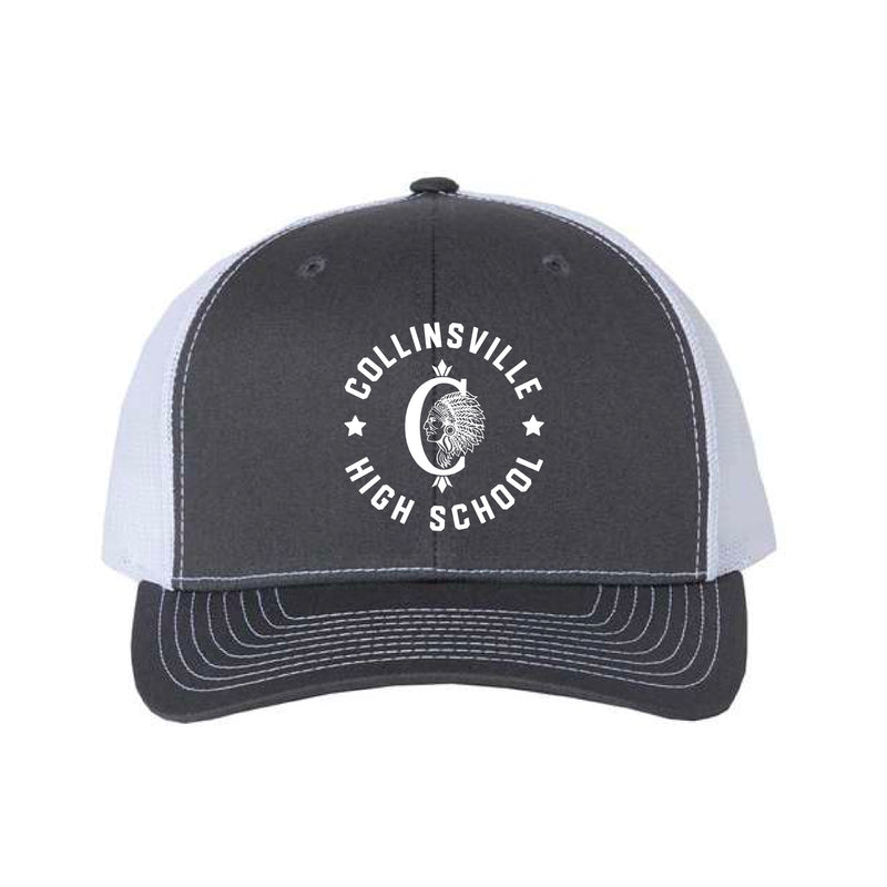 The Collinsville Circle | Embroidered Charcoal/White Richardson Trucker Cap