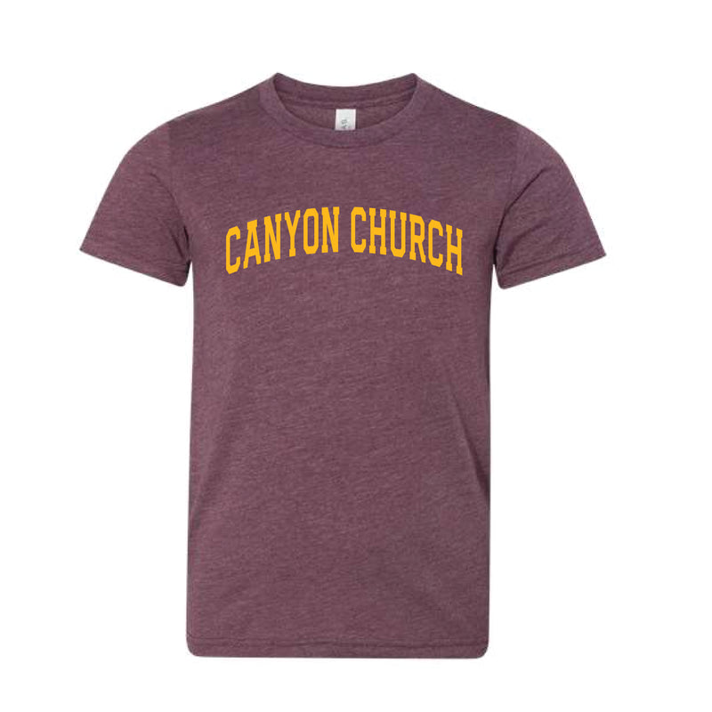 The Canyon Church Arch | Youth Heather Maroon Tee
