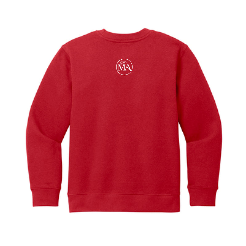 The Cardinal Block | Classic Red Youth Crewneck Sweatshirt