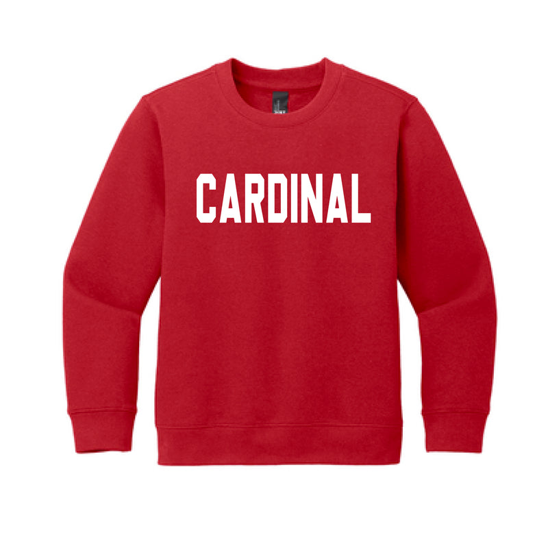 The Cardinal Block | Classic Red Youth Crewneck Sweatshirt