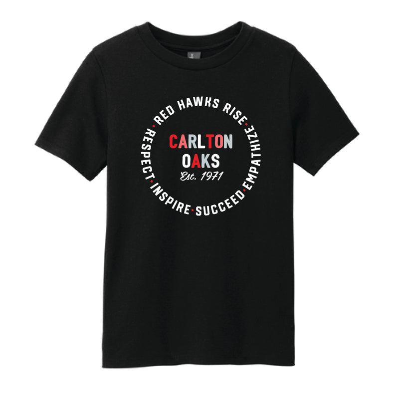 The Carlton Oaks Circle | Youth Black Tee