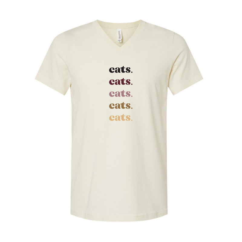 The Cats Repeat | Natural V-Neck Tee