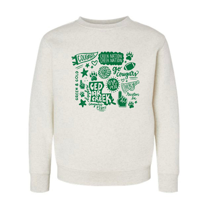 The Cedar Creek All The Things | Natural Heather Youth Crewneck Sweatshirt