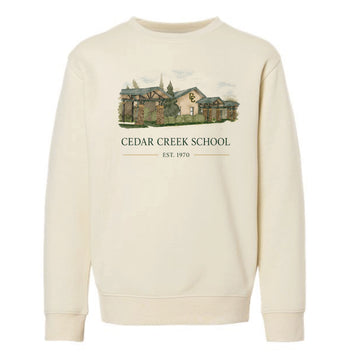 The Cedar Creek Watercolor | Youth Natural Crewneck Sweatshirt