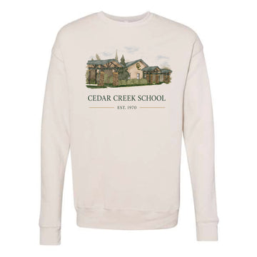 The Cedar Creek Watercolor | Adult Heather Dust Crewneck Sweatshirt