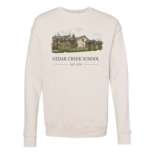 The Cedar Creek Watercolor | Adult Heather Dust Crewneck Sweatshirt