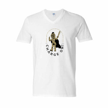 The Charge On Knightro | White V-Neck Tee