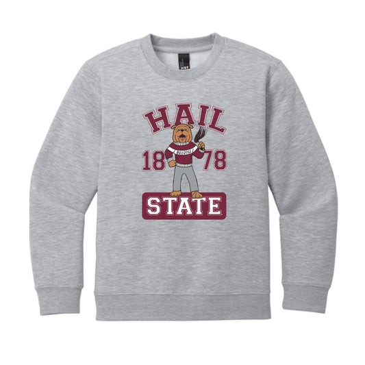 The Cheering Bully 1878 | Youth Light Grey Heather Crewneck