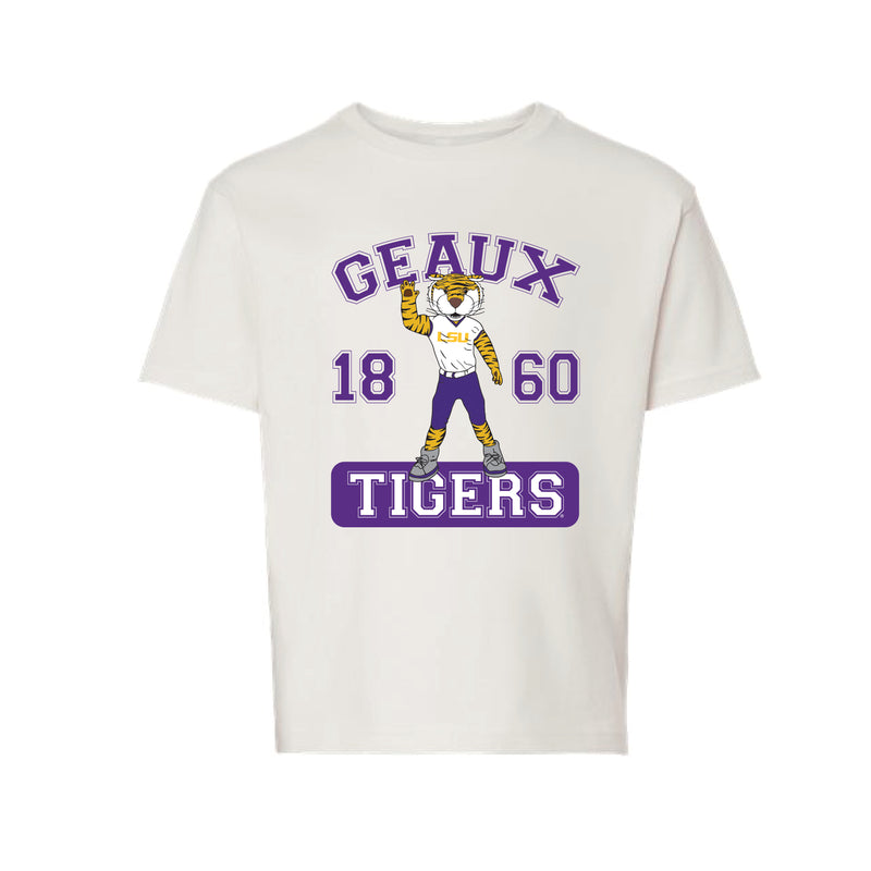 The Cheering Mike the Tiger | Youth Vintage White Tee