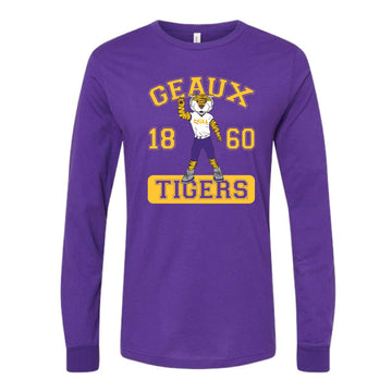The Cheering Mike the Tiger 1860 | Team Purple Long Sleeve