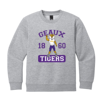 The Cheering Mike the Tiger | Youth Light Heather Grey Sweatshirt
