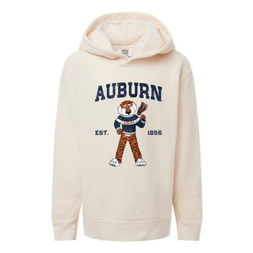 The Cheers For Aubie | Youth Ivory Hooded Sweatshirt