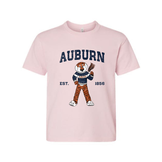 The Cheers For Aubie | Youth Soft Pink Tee