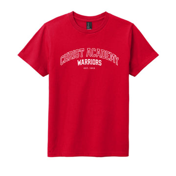 The Christ Academy Outline Arch | Youth Classic Red Tee