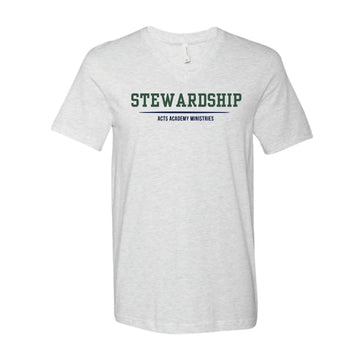 The Classic Stewardship | Adult Ash V-Neck Tee