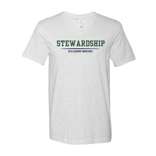 The Classic Stewardship | Adult Ash V-Neck Tee