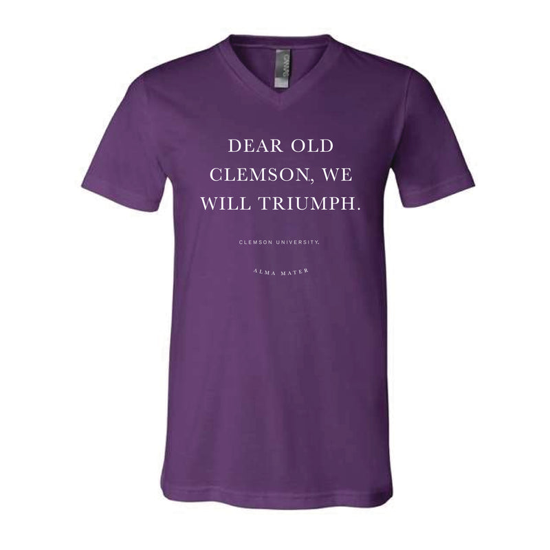The Clemson Alma Mater | Team Purple V-Neck Tee