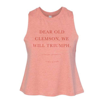 The Clemson Alma Mater | Heather Sunset Racerback Cropped Tank