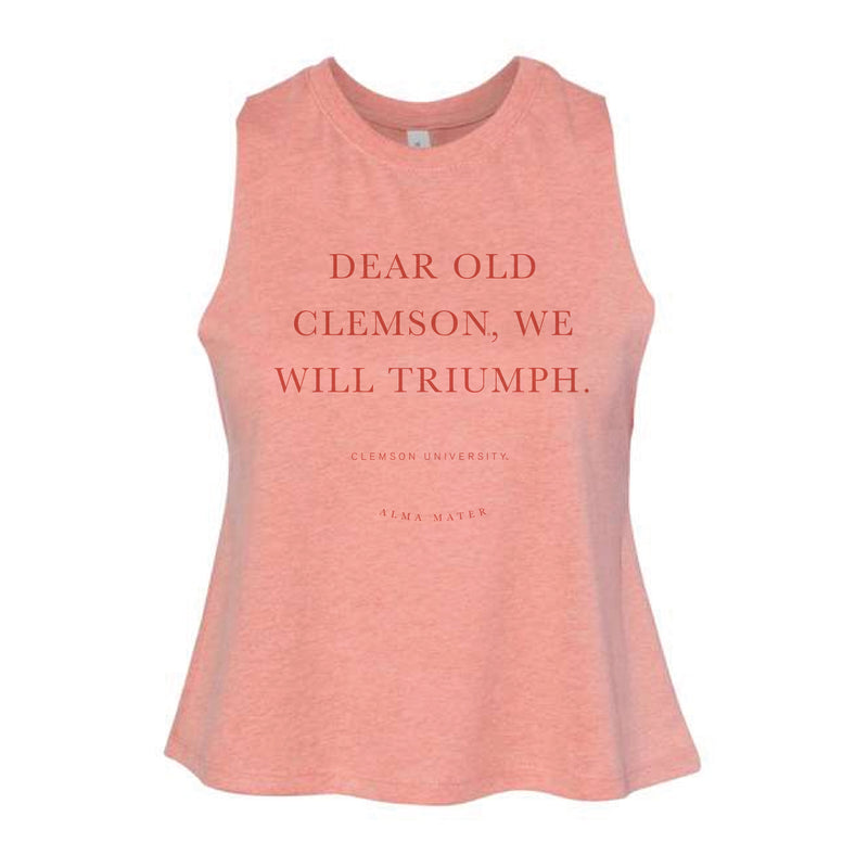 The Clemson Alma Mater | Heather Sunset Racerback Cropped Tank