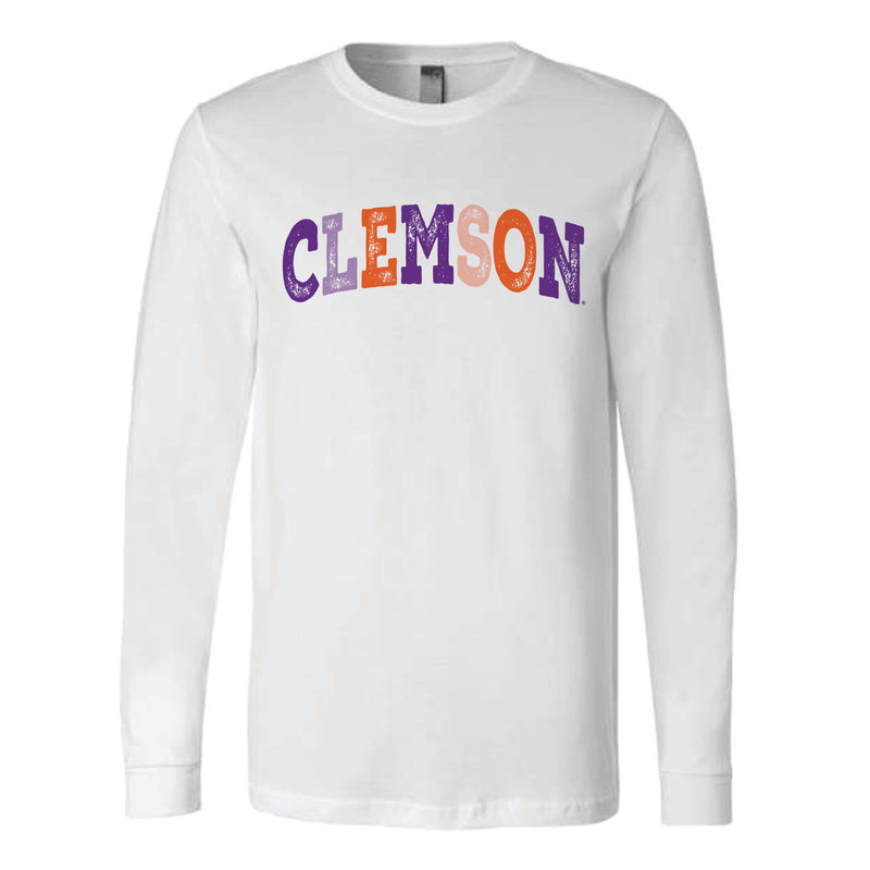 The Clemson Arch Multi | White Long Sleeve Tee