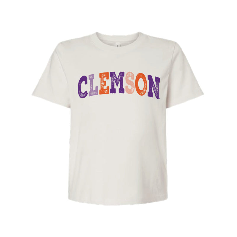 The Clemson Arch Multi | Vintage White Crop Tee