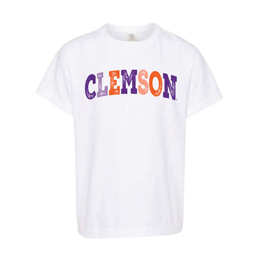 The Clemson Arch Multi | Youth White Tee