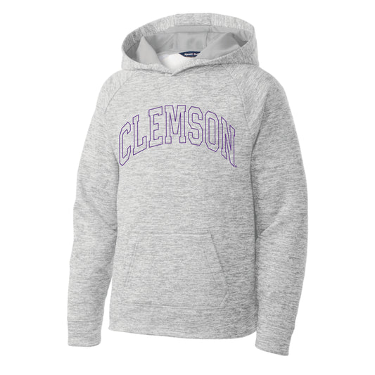 The Clemson Arch Outline | Silver Electric Sport Tek Hoodie