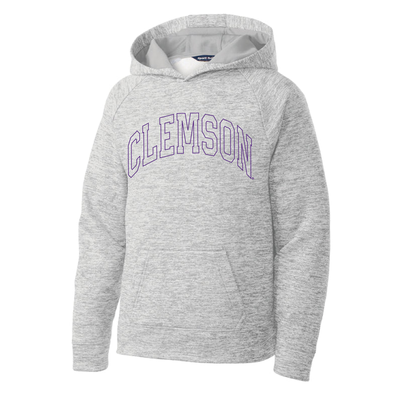 The Clemson Arch Outline | Silver Electric Sport Tek Hoodie