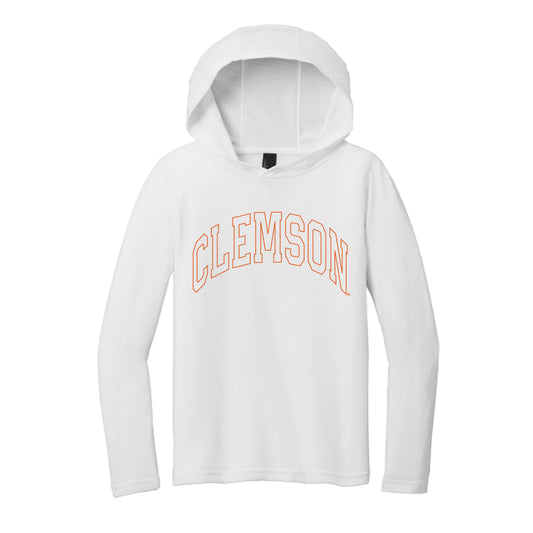 The Clemson Outline Arch | Youth White Hoodie