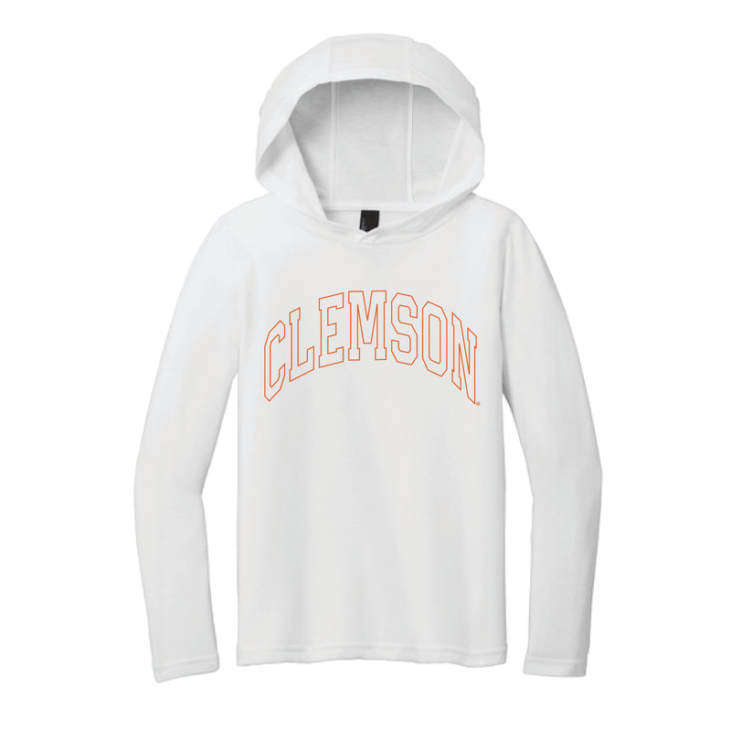 The Clemson Arch Outline | Youth White Hoodie