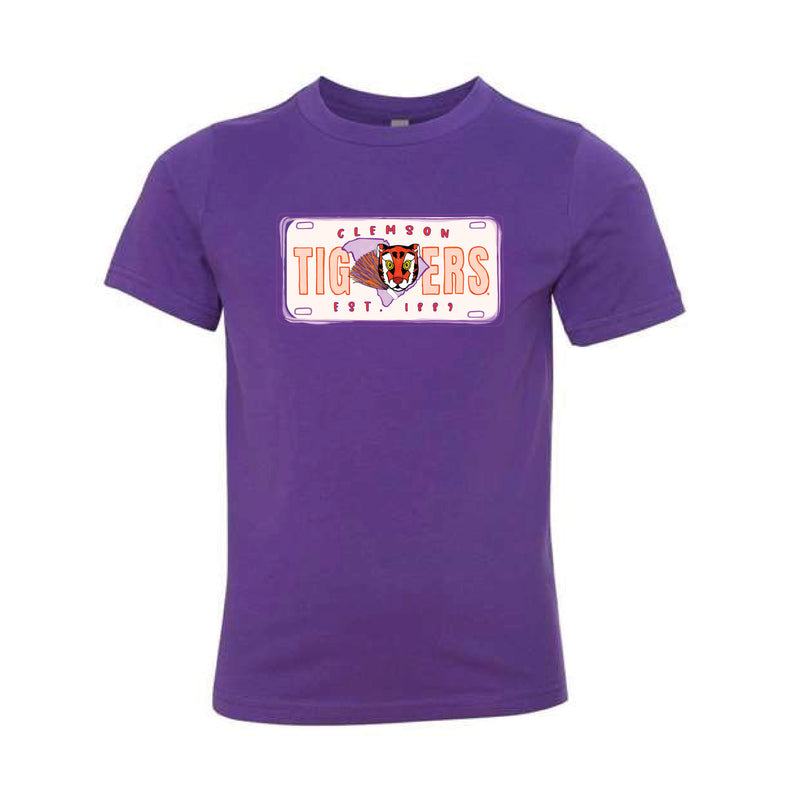 The Clemson License Plate | Youth Purple Rush Tee