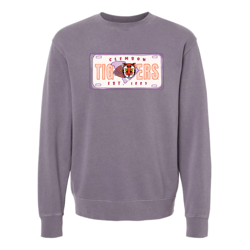 The Clemson License Plate | Pigment Plum Sweatshirt