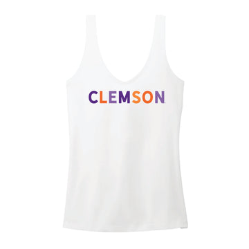 The Clemson Multi | White V-Neck Tank