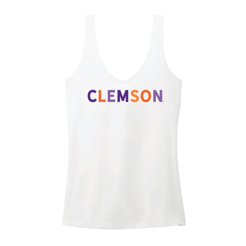 The Clemson Multi | White V-Neck Tank